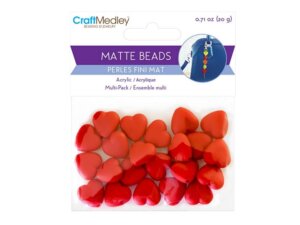 Craft Medley Plastic Beads 20g-Heart Red