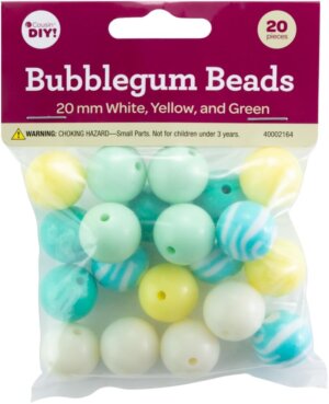 CousinDIY Bubblegum Bead 20mm 20/Pkg-Yellow Green Mix
