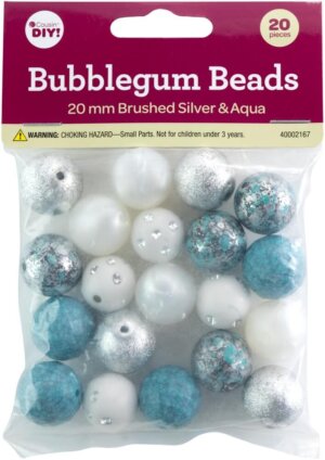 CousinDIY BUbblegum Bead 20mm 20/Pkg-Brushed Silver