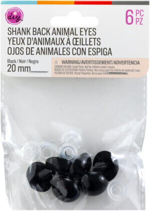CousinDIY Shank Back Animal Eyes 20mm 6/Pkg-Black