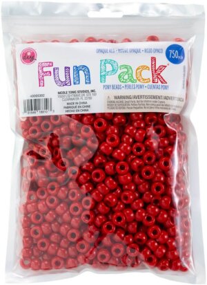 CousinDIY Pony Beads 6mmx9mm 750/Pkg -Red