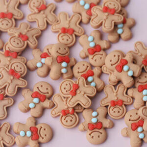 10pc Gingerbread Man Blue Flat Back Resin 2cm