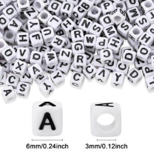 100pc 6mm Square Alphabet Beads