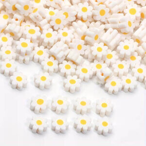 50pc Daisy Flower 9mm Polymer Clay Beads