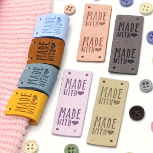 20pc Folding Sew On Label Made With Love 2x5cm Assorted Colors