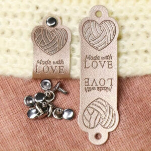 20pc Rose Folding Rivet On Label Heart Made With Love 2x6cm