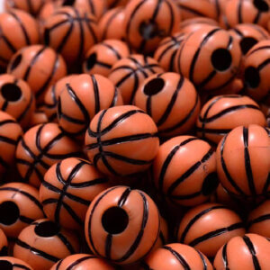 50pc Basketball Acrylic Beads 10mm