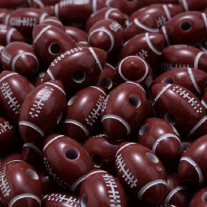 50pc Football Acrylic Beads 17mm