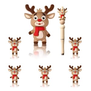 5pc Reindeer Silicone Beads 1.5in