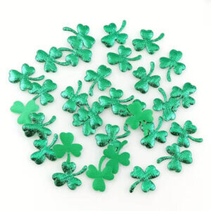 25pc Green Padded Clover Metallic Embellishments