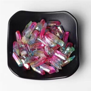 10pc Drilled Rainbow Natural Quartz Stick Beads 1-2cm