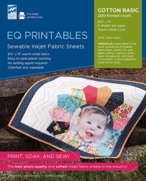 EQ Inkjet Printable Cotton Basic Fabric Sheets 8.5"X11"-6/Pkg