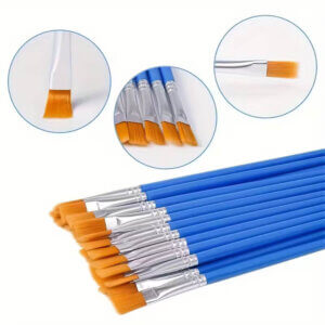 30pc Blue Fine Nylon Flat Paint Brushes 6.7" 7mm tip width