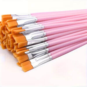 30pc Pink Fine Nylon Flat Paint Brushes 6.7" 7mm tip width