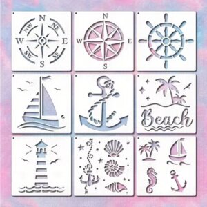9pc Nautical Stencil Set 6x6in