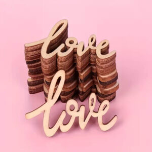 15pc Love Word Wood Cutouts 2.2in Wide