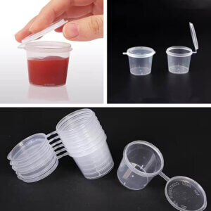 20pc 25ml Plastic Cups with Lids