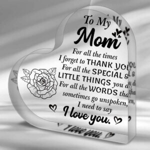 Mom Thank you gift 4x4 Heart Plaque