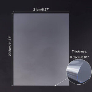 0.25mm Clear PVC Plexiglass 8.25x11.75 inch thin 0.01in