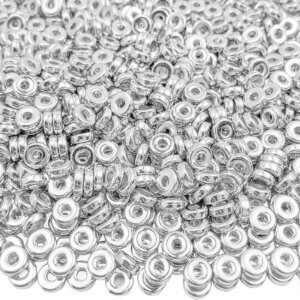 200pc 6mm Silver Flat Disc Spacer Beads Round CCB