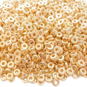 200pc 6mm Gold Flat Disc Spacer Beads Round CCB