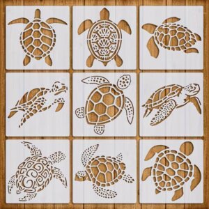 9pc Sea Turtle Stencils 6x6in 9 Different Designs