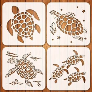 4pc Sea Turtle Stencils 6x6in 4 Different Designs