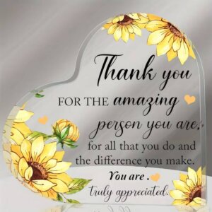 Thank you for being Amazing Sunflower 4x4 Heart Plaque