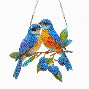 6×6 Blue Jays and Blueberries Hanging Acrylic Diamond Art 6x6 Blue Jays and Blueberries Hanging Acrylic Diamond Art