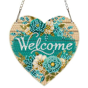 6x6 Blue and Gold Welcome Hanging Acrylic Diamond Art
