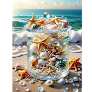 12x16 Starfish and Shells on the Beach Diamond Art