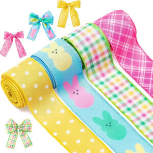 4pcs 20yds Easter Spring Themed Wired Ribbon Rolls 2.5in