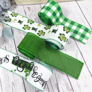 4pcs 16yds St. Patrick's Day Wired Ribbon Rolls 2.5in