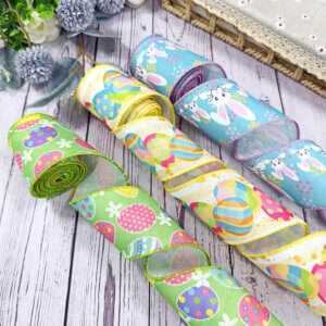 3pcs 15yds Easter Theme Wired Ribbon Rolls 2.5in