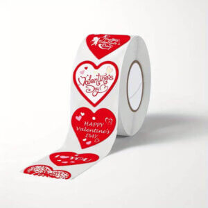 500 Valentines Day Heart Stickers with Text 1inch