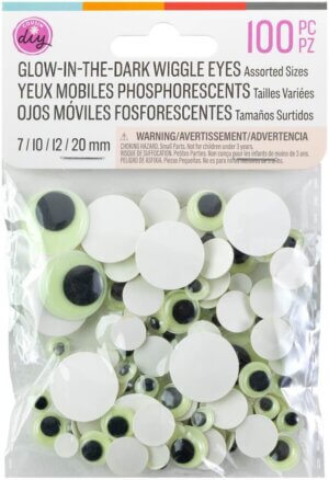 CousinDIY Wiggle Googly Eyes Variety Pack 100/Pkg-Glow In The Dark