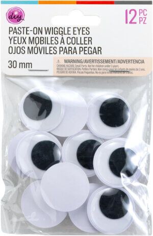 CousinDIY Paste-On Wiggle Googly Eyes 30mm 12/Pkg-Black