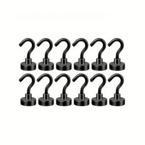12pc Black Magnetic Hooks holds 25 lb