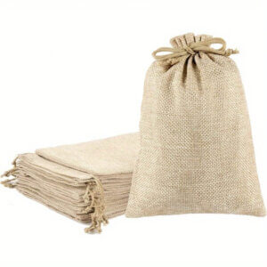 10pc 4x6 Burlap drawstring bags