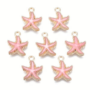 10pc Pink Starfish Charms Enamel
