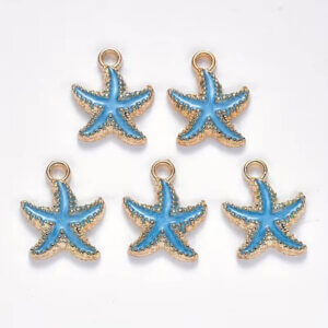 10pc Blue Starfish Charms Enamel