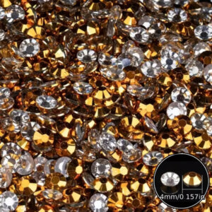 2000pc Clear/Gold 4mm Rhinestone Flat Back Acrylic