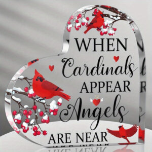 Cardinal Angels Saying gift 4x4 Heart Plaque