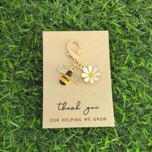Bumble Bee and Flower Keychain Thank You For Helping Me Grow