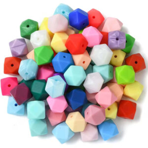 50pc 14mm Hexagonal Mixed Color Silicone Beads