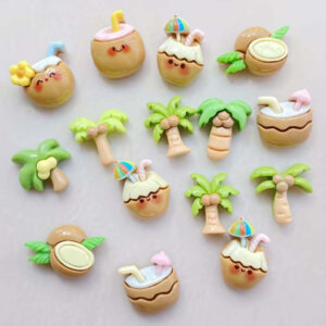 20pc Mixed Summer Coconut Set 11-16mm Flatback Resin Pieces