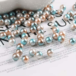 100pc 6mm Gold/Blue/White Mermaid Pearl Beads