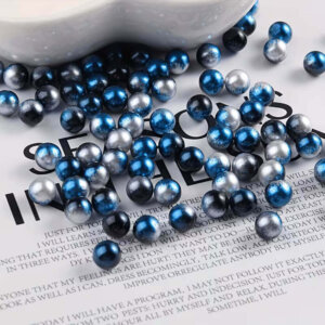 100pc 6mm Silver/Blue Mermaid Pearl Beads
