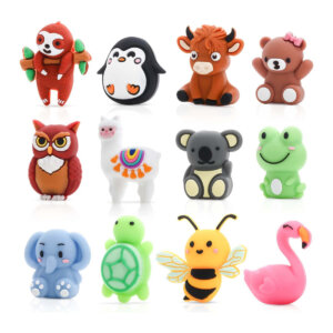 12pc Mixed Forest Animal Set Silicone Beads 16-30mm