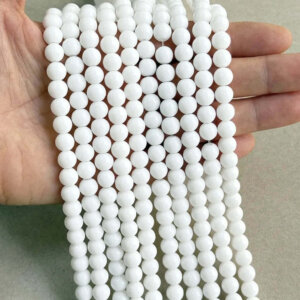 62pc 6mm Solid White Round Glass Beads 62pc 6mm Solid White Round Glass Beads